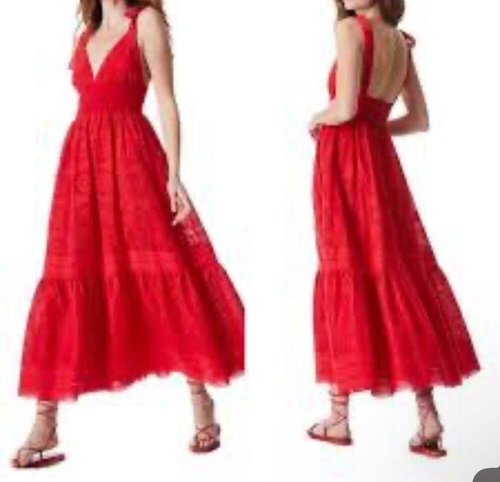 Alice + Olivia Red Lace Maxi Dress